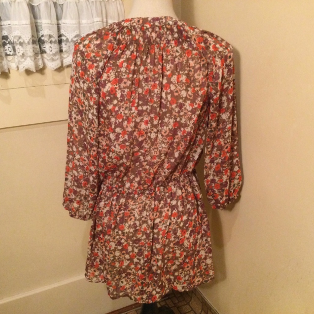 Mossimo Supply Co Floral Sheer Multi Color Blouse - Picture 2 of 11